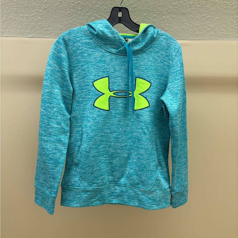 Under Armour Women's Teal and Neon Yellow Hoodie